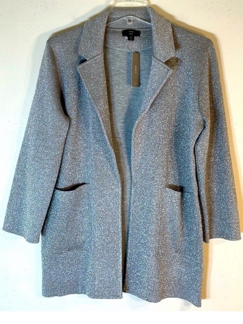 J. Crew 365 Glitter Merino Wool Blend Open Front Jacket Machine Washable. XS.NWT